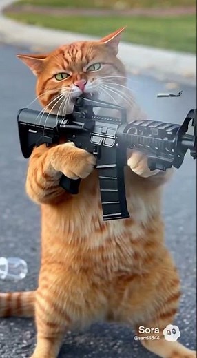 CAT SHOOTS BACK AT OFFICERS ARRIVED ON SCENE - AI OR REAL?!