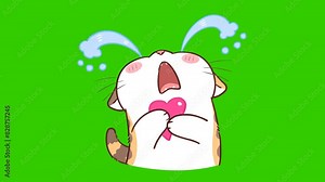 Animated Little Cat Crying - Green Screen
