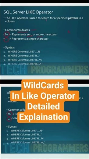 WildCards In Like Operator #sql #learnsql #sqlshorts #shorts #shortsfeed