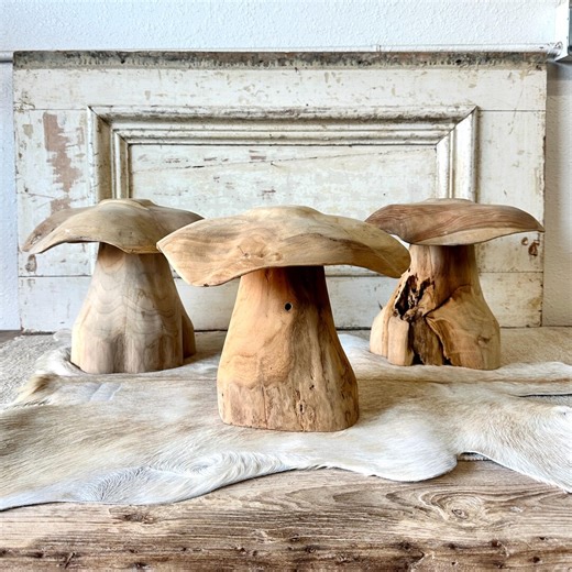 Hand Carved Teak Root Garden Mushroom Art Sculpture Large 12” - Etsy