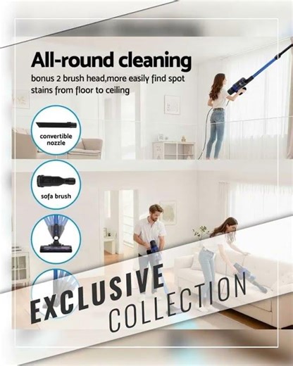 Devanti Stick Vacuum Cleaner Brushless Cordless 350W Blue