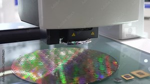 silicone wafer under the microscope,integrated circuits to manufacture CPU and GPU