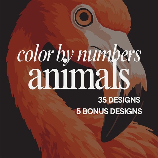 Color by Numbers Animals Adult Coloring Book | 35 Printable Designs + 5 BONUS | Instant PDF Download | Paint by Number - Etsy