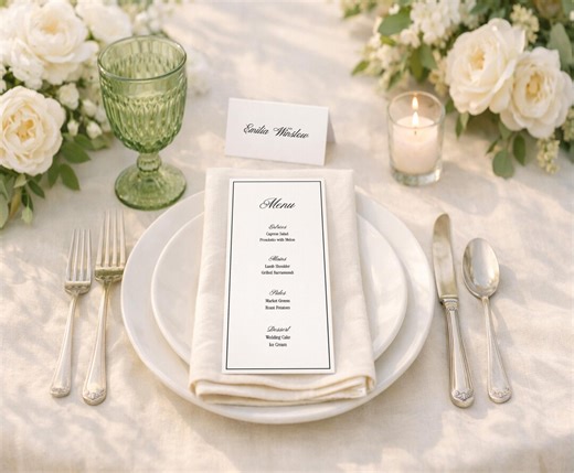 Editable Menu Card Wedding Templates, Modern Minimalist Wedding Stationery, Printable Menus, Place Cards, DL & 4x9 Inch, Digital Download) - Etsy