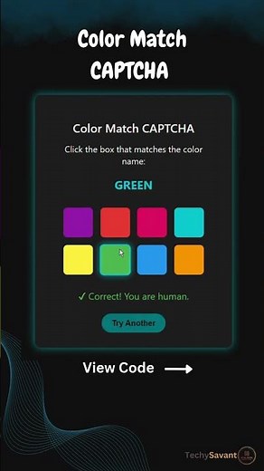 Color Match CAPTCHA Challenge! Can Your Eyes Handle This? 🎨👀 #captcha #css #shorts