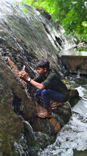 "Nature's tiny masterpiece in slow motion... 💧✨ Wait for the flow!" #SlowMotion #Waterfall #Nature
