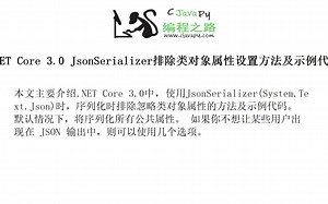 .NET Core 3.0 JsonSerializer排除类对象属性设置方法及示例代码