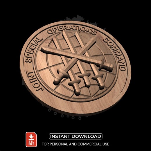 JSOC Military Patch STL | 3D Model for CNC Carving and Woodworking Projects - Etsy