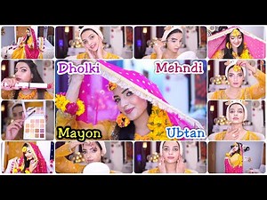 MAYUN/DHOLKI MEHNDI EASY MAKEUP SUMMER SOFT SLEEK LOOK TUTORIAL AT HOME