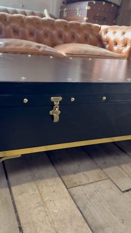 XL Coffee Table | Luxury Homes | Quality Handmade English Leather | Black and Brass - Etsy