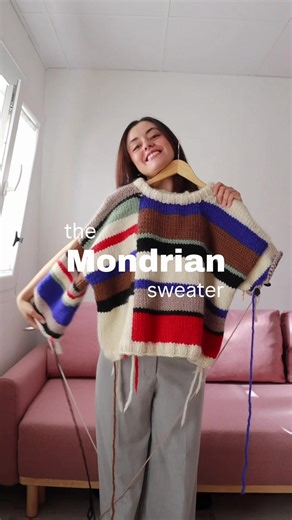 latest knitted sweater design - the Mondrian sweater 💙✨ available on my Ravelry #knitting #knittingpattern #knittingpattern