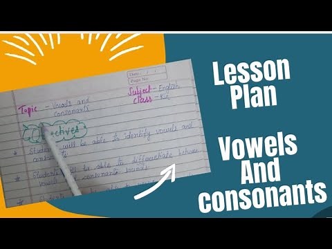 lesson plan| vowels and consonants| class kg| objectives| activities| worksheet|