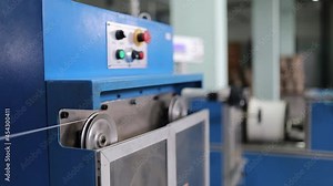 workshop of the plant for the production of fiber-optic electrical cable. modern fiberglass technology. Continuous conveyor line