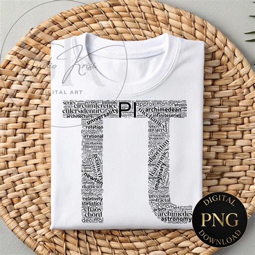 Pi Symbol Number Word Cloud | Minimalist Math Teacher Sublimation PNG | Pi Day Graphic for STEM Shirts & Classroom Decor - Etsy