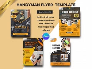 Handyman Service Flyer Template | Editable Canva Design | Home Repair Ad | Editable Handyman Flyer | Home Maintenance & Repair Service - Etsy