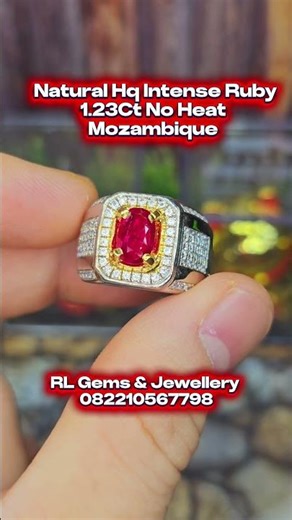 Natural hq Intense Red Ruby 1.23Ct mozambique #rubynoheat