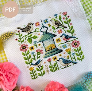 Bird Feeder Sampler Cross Stitch Pattern PDF Instant Download Bird Cross Stitch Pattern Primitive Cross Stitch Pattern - Etsy