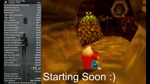 Conker's BFD Chapters 100% Speedruns (Goal 1:21) (2nd Place)