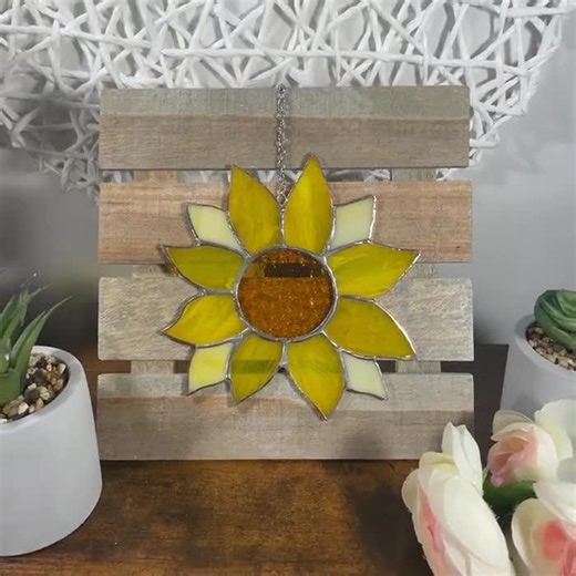 Sunflower Stained Glass Suncatcher Home Decor, Wall Art, Window Hanging, Custom Homemade Ornament Gift - Etsy
