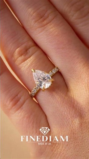Pear Cut Diamond Pavé Engagement Ring in Yellow Gold | Finediam UK | Hatton Garden