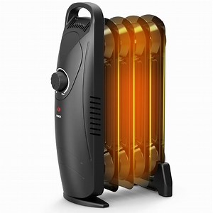 VECUKTY Mini Oil Heater, 450W Quiet Oil-Filled Radiator Heater with Thermostat, Overheat Protection, 2 Heat Settings, Electric Space Heater for Indoor Use
