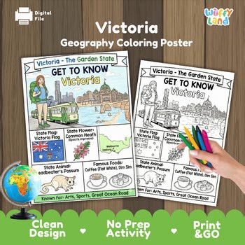 Victoria State Study Geography Coloring Page Worksheet Activity | Australia