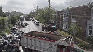 Drone footage shows garbage piles on day seven of Philadelphia refuse workers strike
