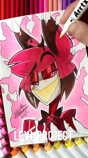 Drawing Alastor😈❤️/Stained Art🎨|| Hazbin Hotel #drawinganime #shorts #alastor #hazbinhotel