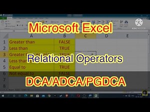 Relational Operators in Excel