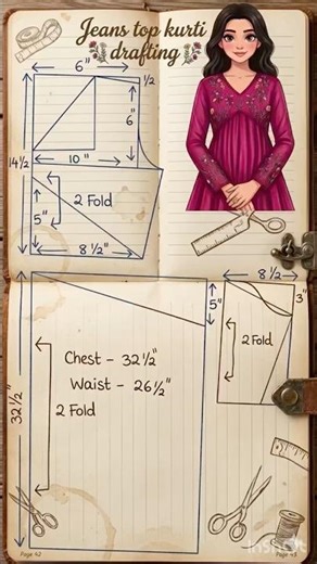 Trending Jeans Top Kurti Cutting and Drafting | Step-by-Step Tutorial#trending #explore #viral #yt