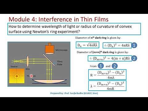 Radius of Curvature and wavelength of light using Newton's ring experiment