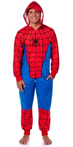 Marvel Classic Spider-Man Superhero Adult Hooded Union Suit Costume Pajama For Men and Women