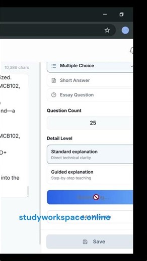 Turn your lecture notes into practice questions using Study Workspace