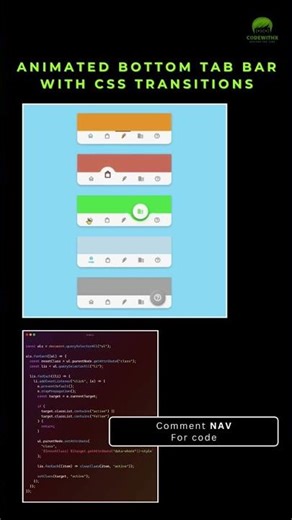 Animated Bottom Tab Bar | CSS Transitions UI #shorts #shortsfeed #coding #javascript