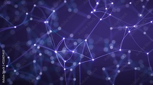 Smooth movement of a geometric shape animated in space in the form of a molecular lattice.