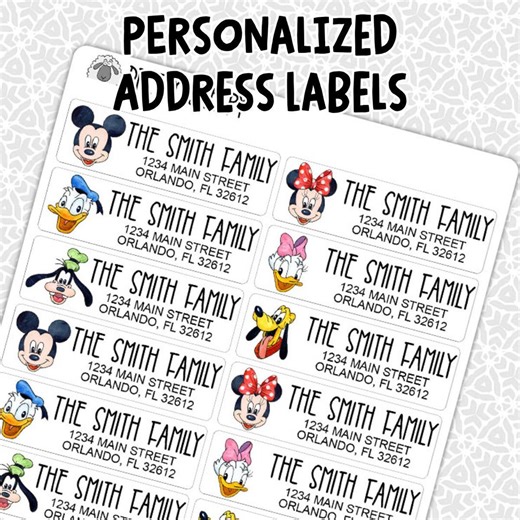 PERSONALIZED Clubhouse Address Labels | Disney Mickey Custom Return Address Stickers Envelope Cards Choose Your Font - Etsy