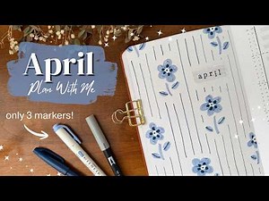 PLAN WITH ME!🪻 April Bullet Journal Set Up | EASY florals ft. Liene