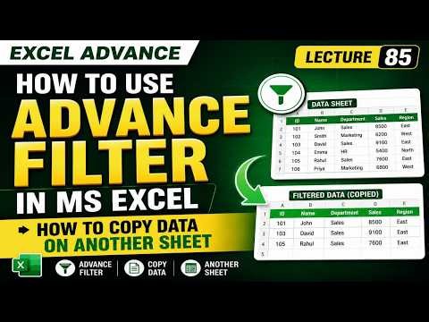 How to use Advance Filter in MS Excel Lecture 85 How to Copy Data on Another Sheet Excel Advance