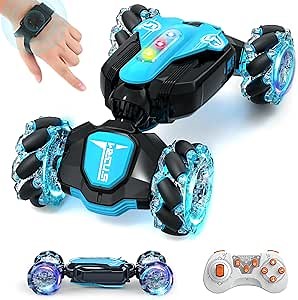 Gesture Sensing Rc Stunt Car,Remote Control Transform Car 2.4ghz 4WD 360° Rotating Drift RC Cars with Lights & Music,Kids Toys for Boys 6-8,Ideas Gifts for Kids Age 5 7 9 10 11 12 Years Old