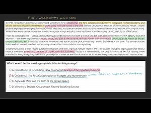 Reading Comprehension Tutorial - Summarizing Practice Drill Question 1