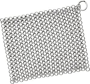 Scrubber Chainmail - Cleaner for Cast Iron Stainless Steel Anodized Cookware Scraper Cleaning Dutch Ovens Scourer for All Types of Skillet Griddles Cast Iron Pans Pots Grills & Dutch Ovens by Krisp