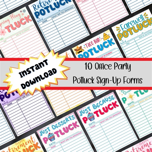 Downloadable Potluck Sign-up Sheet Bundle | Office Party Forms | Instant Digital Download | Printable Templates - Etsy UK