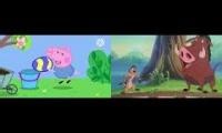 Mix of 2 videos from youtube : Timon and pumbaa mv crossovers series theme song