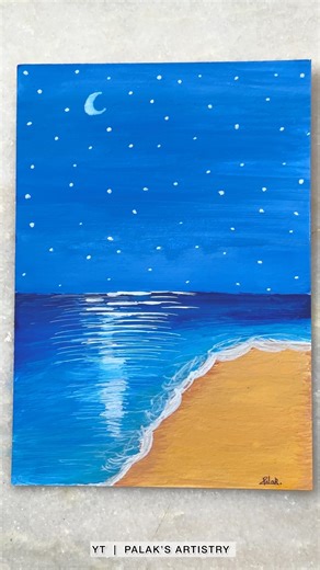 Painting Beach View | #art #painting #beach #easy