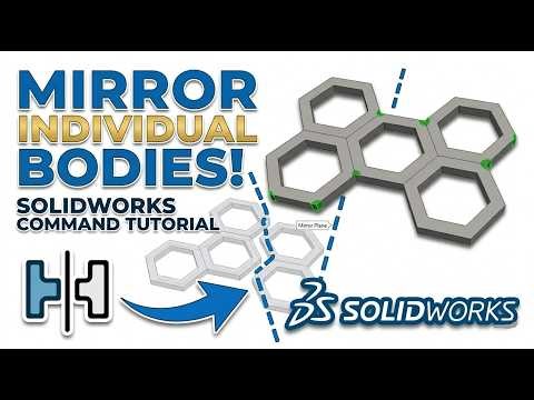 SolidWorks Beginners Tutorial: How to Use Mirror Command to Mirror Indvidual Solid Bodies!!