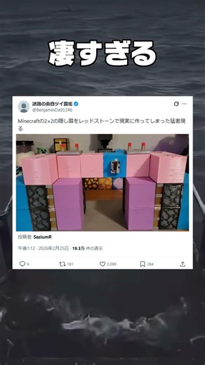 A brave man has created a 2x2 hidden door in Minecraft using redstone