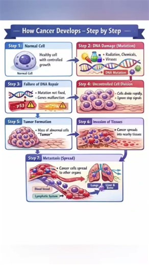 Cancer doesn’t start suddenly — it grows silently.”#biologyshorts