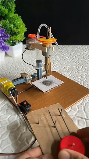 Full Hydraulic Drill Machine with DC Motor | Sparkle Effect on Cardboard! #dremel #DCMotor #Tech
