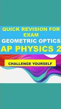 Last Minute Revision and Exam Traps I AP Physics 2 I Physics Bowl Contest I GEOMETRIC OPTICS 1/2🚀