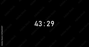 49 seconds digital timer countdown animation is isolated on black background. countdown timer, 49 sec stopwatch animation template video footage